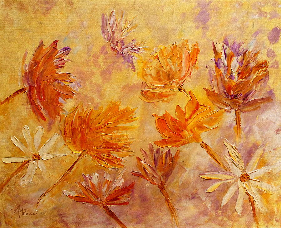 Wildflowers Painting - Blaze Of Gold by Angeles M Pomata