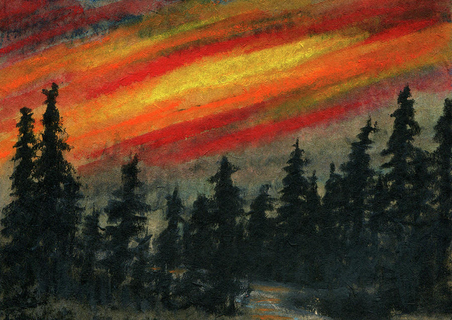 Blaze over the Forest Painting by R Kyllo