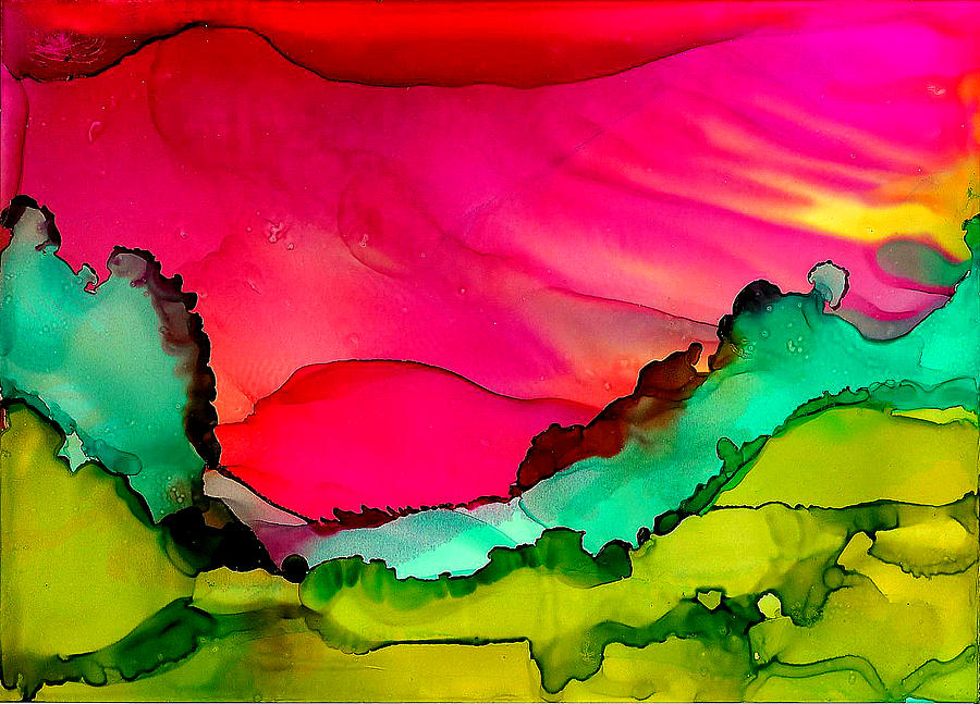 Blazing Blue Ridge Sunset Painting by Linda Stanton