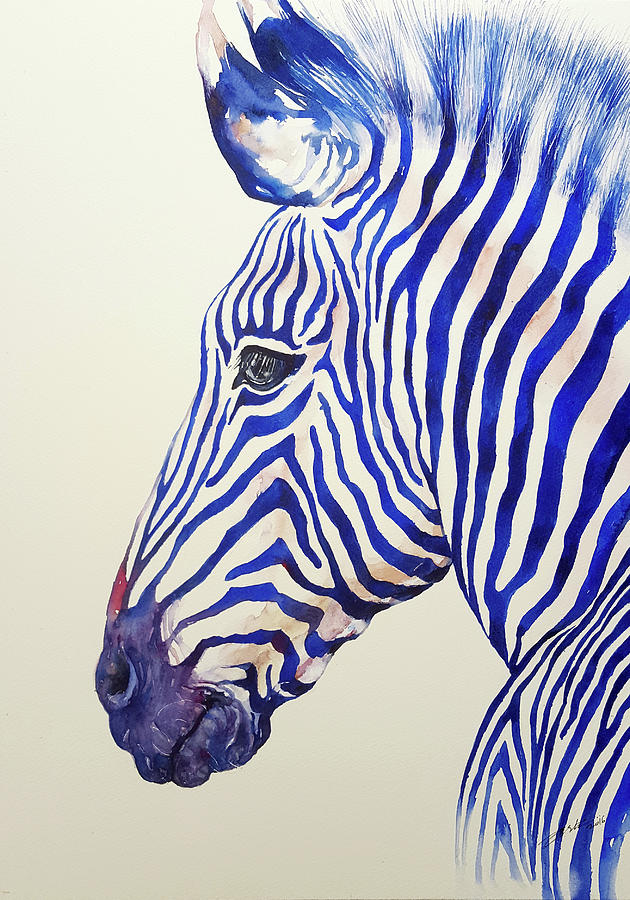 Blazing Blue Zebra Painting by Arti Chauhan