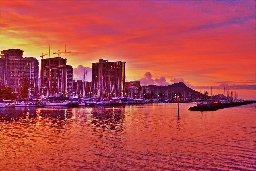 Honolulu Photograph - Blazing Orange Morning by Melvin Ah Ching Honolulu Photograph - Blazing Orange Morning by Melvin Ah Ching