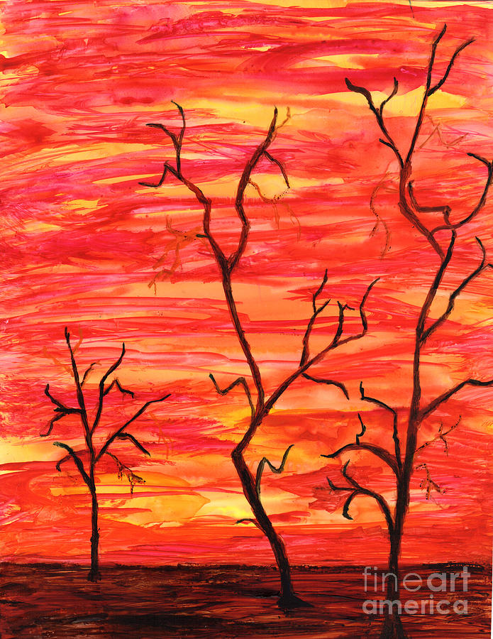 Blazing Sky with Trees by Phyllis Brady Blazing Sky with Trees by Phyllis Brady