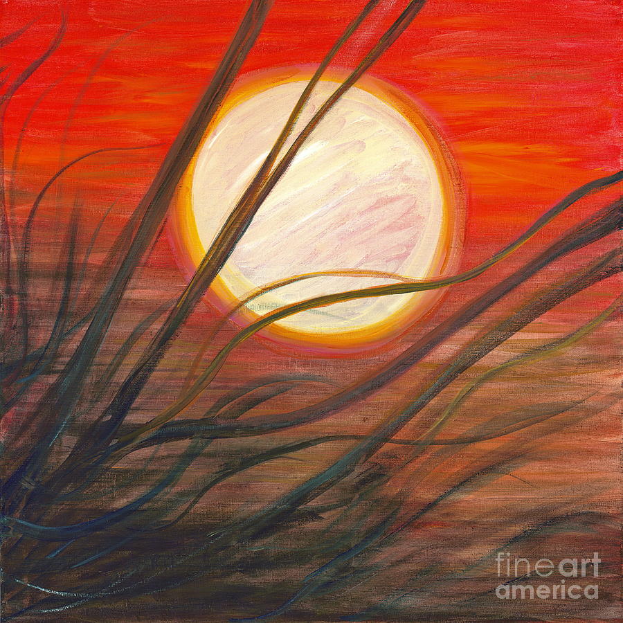 Blazing Sun and Wind-Blown Grasses Painting by Nadine Rippelmeyer