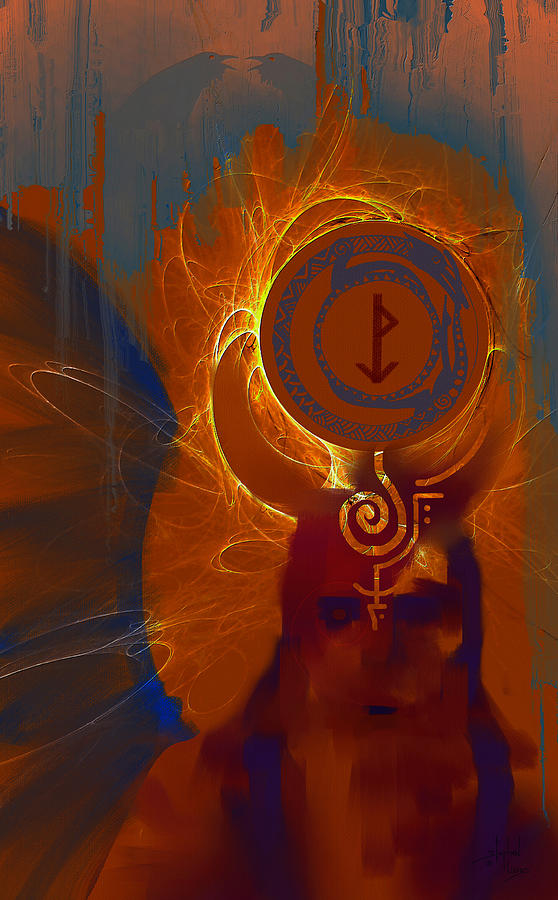 Spiritual Digital Art - Blazzing Wisdom Through Odins Essence by Stephen Lucas Spiritual Digital Art - Blazzing Wisdom Through Odins Essence by Stephen Lucas