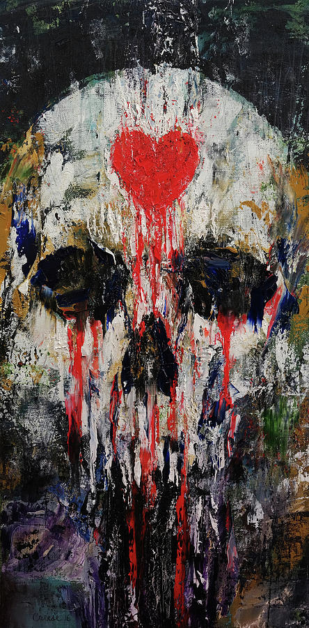 Skull Painting - Bleeding Heart by Michael Creese