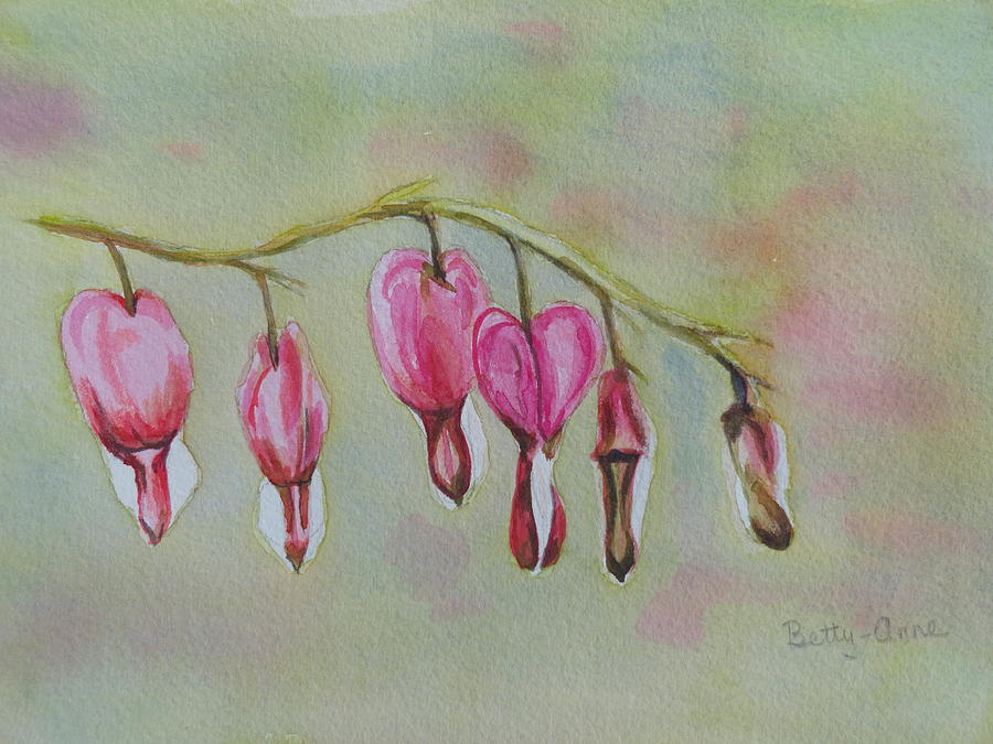 Bleeding hearts Painting by Betty-Anne McDonald