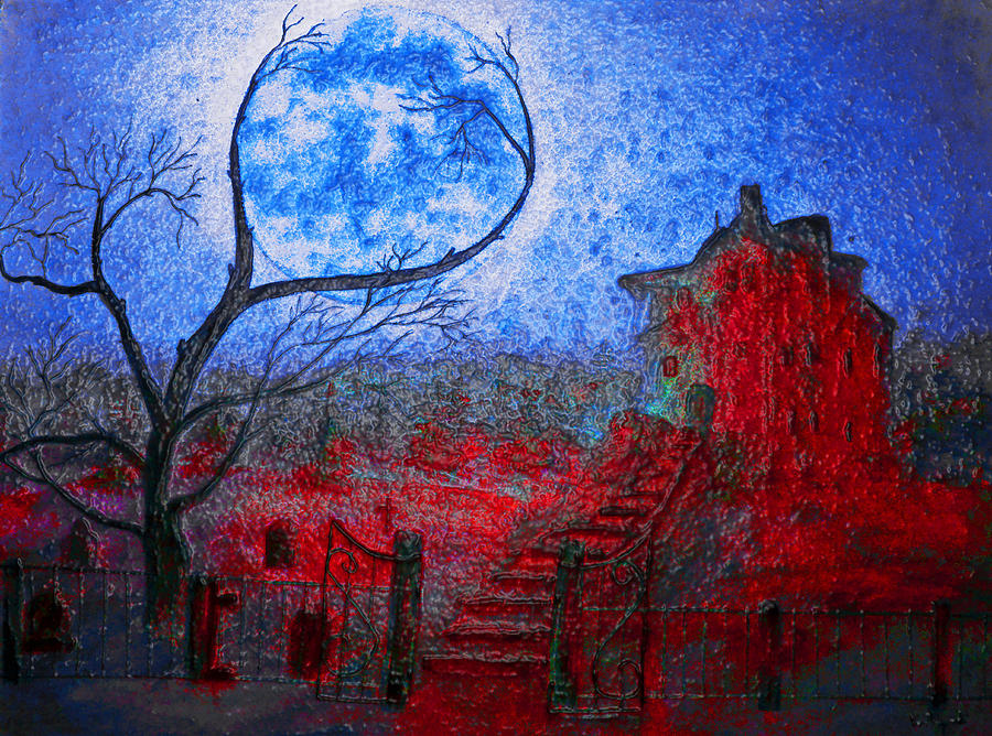 Halloween Movie Painting - Bleeding House Glass by Ken Figurski