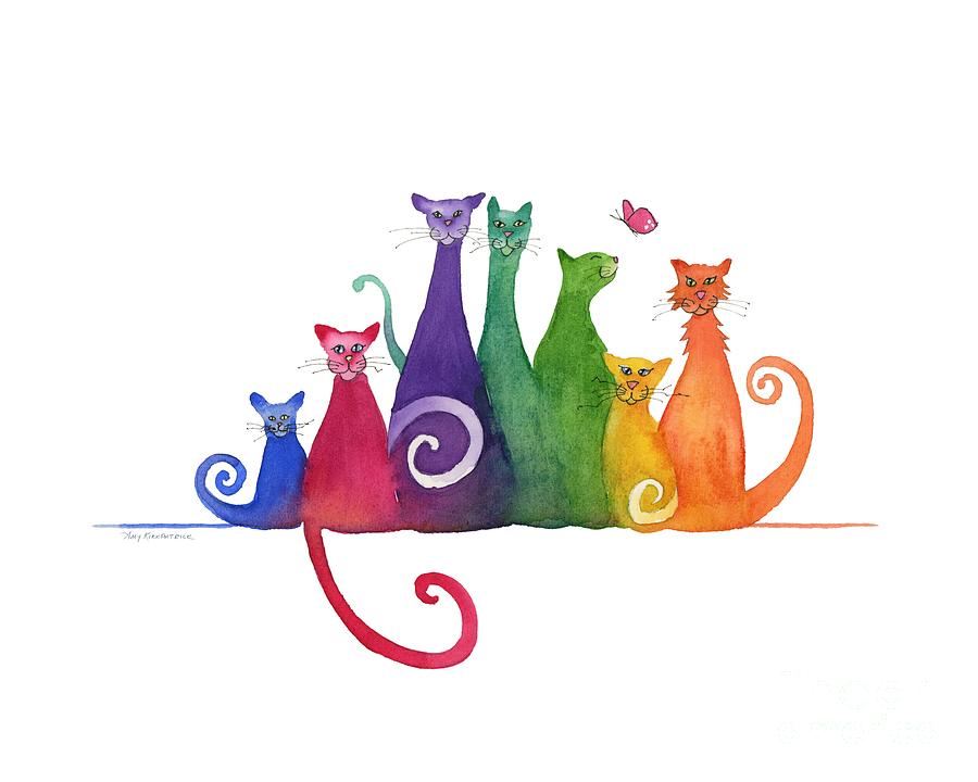 Cat Painting - Blended Family of Seven by Amy Kirkpatrick