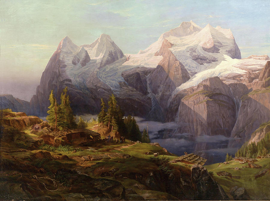 Blick In Das Berner Oberland Mit Moench Eiger Und Jungfrau Painting By   Blick In Das Berner Oberland Mit Moench Eiger Und Jungfrau Anton Hansch 