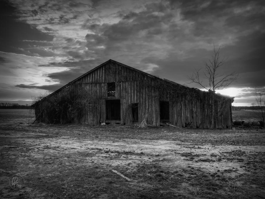 Barn Photograph - Blighted Barn 003 BW by Lance Vaughn