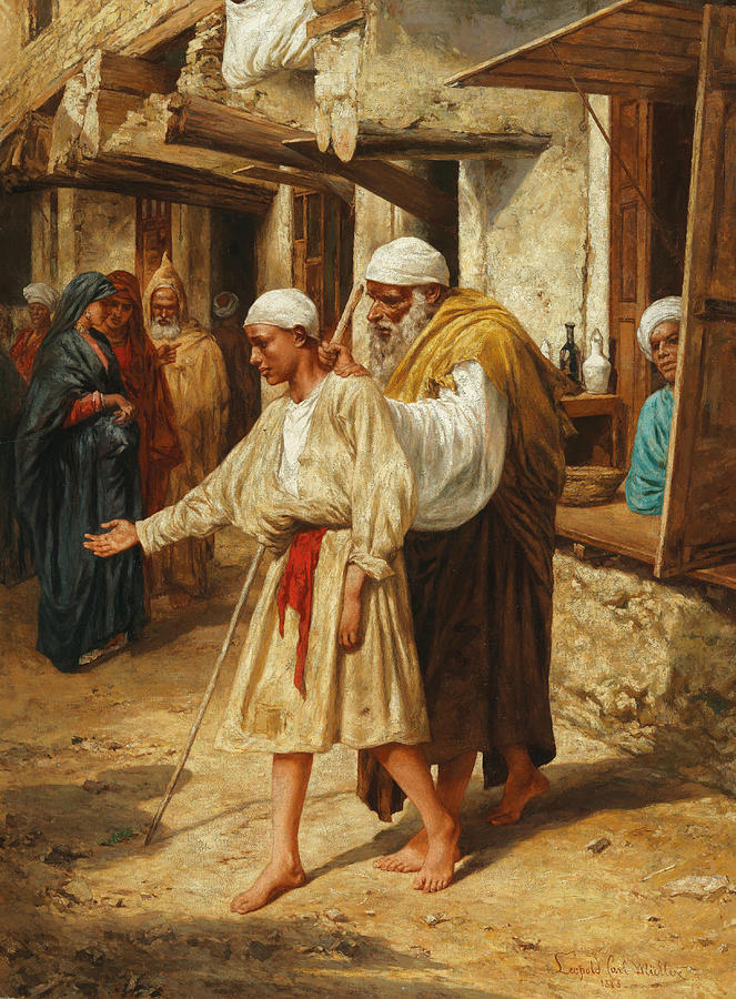 Blind Beggar Painting by Leopold Muller