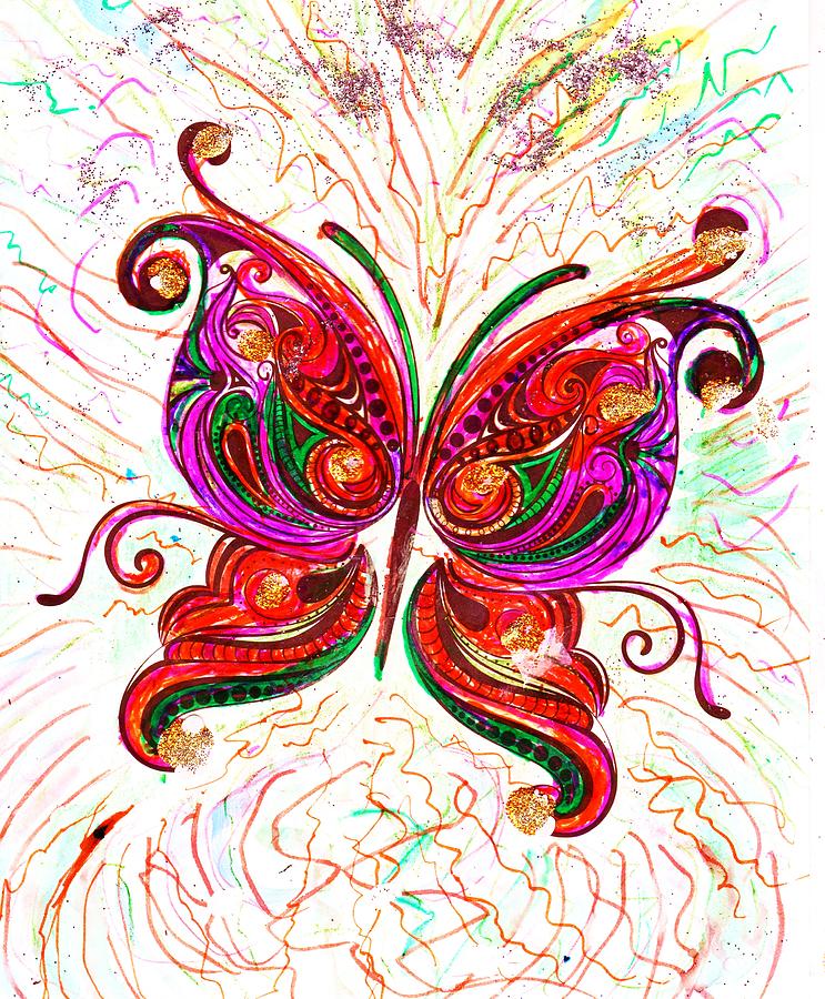 Butterfly Mixed Media - Blingy Butterfly by Anne-elizabeth Whiteway