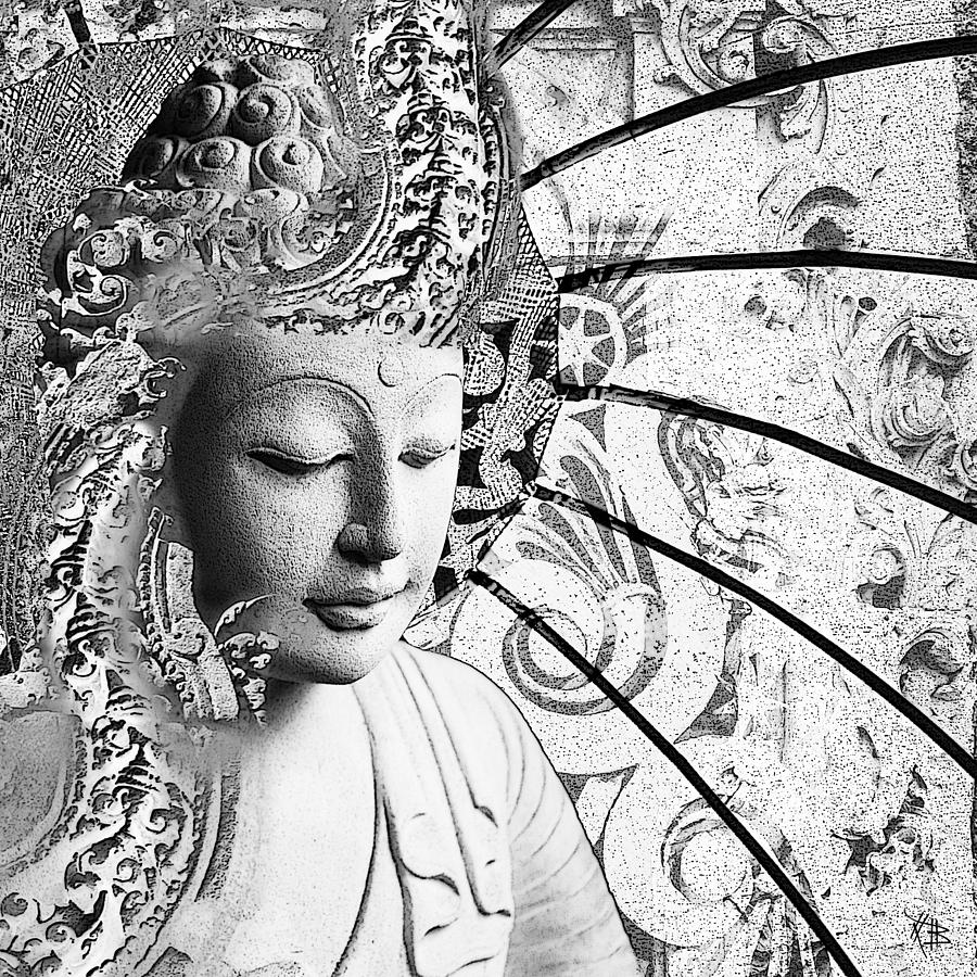 Bliss Of Being Black And White Buddha Art Digital Art By Christopher   Bliss Of Being Black And White Buddha Art Christopher Beikmann 