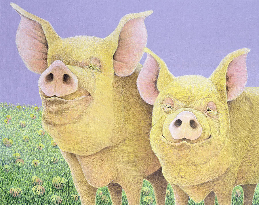 Pig Painting - Bliss by Pat Scott