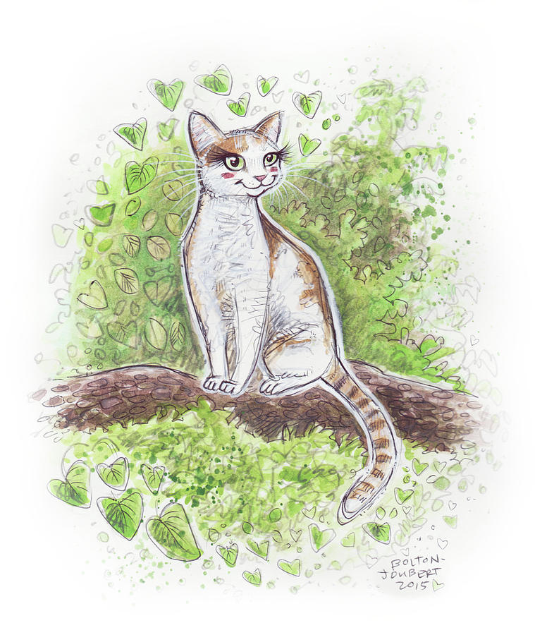Nature Drawing - Bliss the Cat by Maria Bolton-Joubert