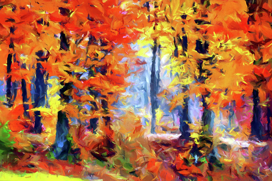 Landscape Digital Art - Blissful Autumn Impressionism by Georgiana Romanovna