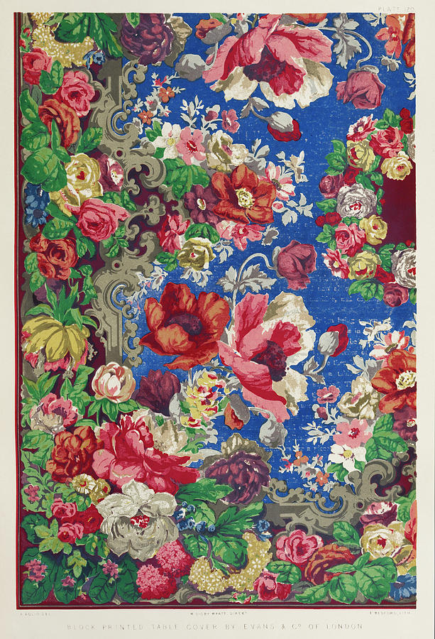 Block printed table cover from the Industrial arts of the Nineteenth Century Painting by Vincent Monozlay
