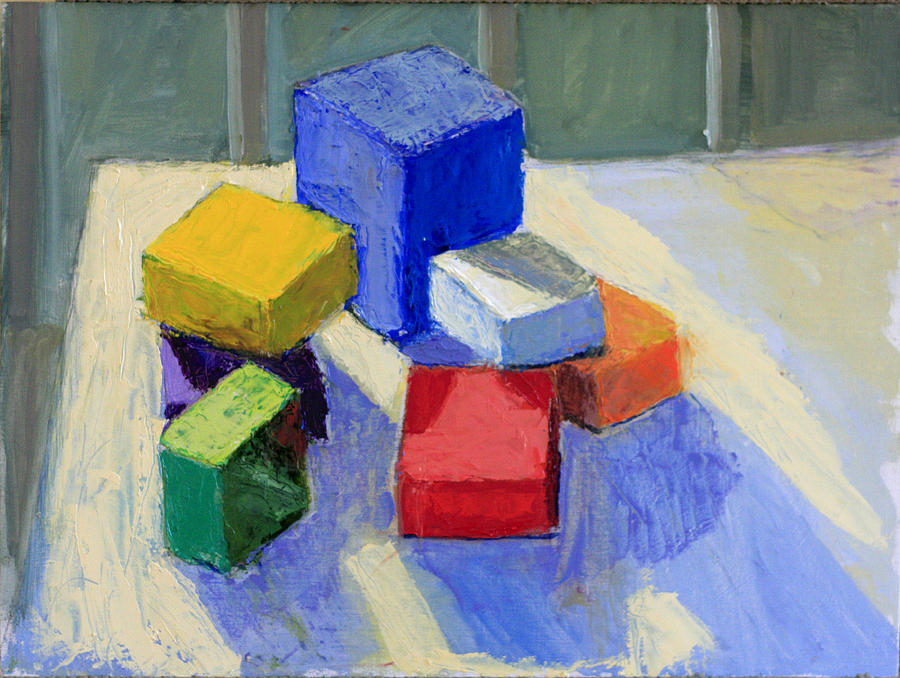 Red Painting - Block Study # 4 by David Zimmerman