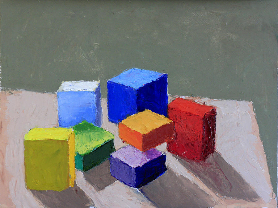 Blue Painting - Blocks number 2 by David Zimmerman