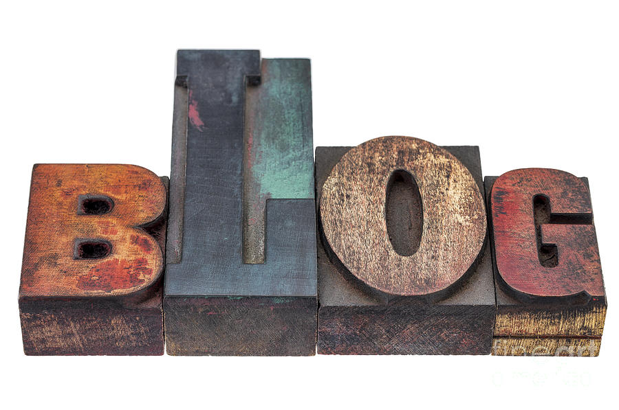 Blog Word In Mixed Wood Type Photograph by Marek Uliasz