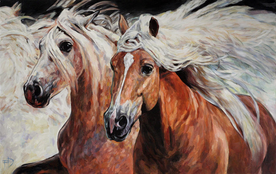 Unique Painting - Blond Manes - Two Haflingers by Jana Fox