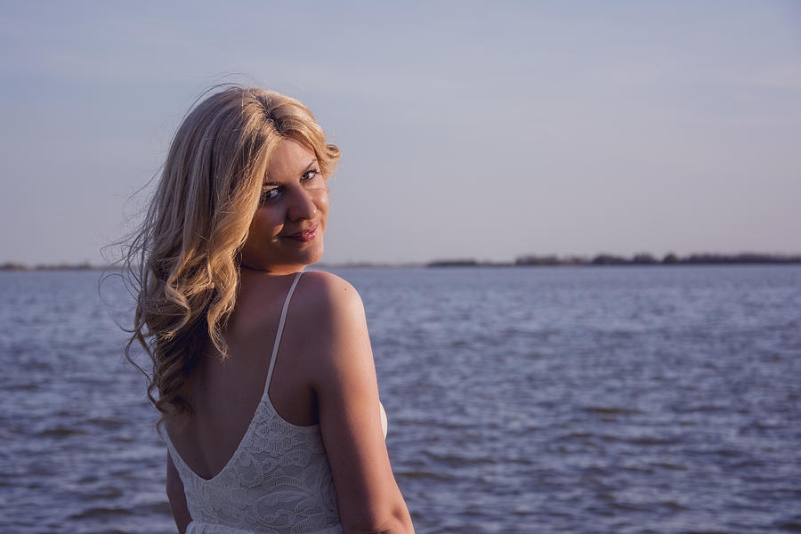 Sunset Photograph - Blond woman in sunset by Newnow Photography By Vera Cepic
