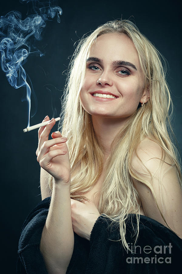 Blond Woman Smoking Photograph By Aleksey Tugolukov 