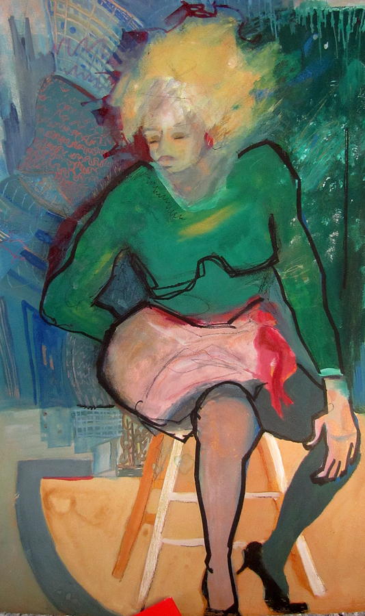 Blonde in Green Shirt Painting by Carole Johnson