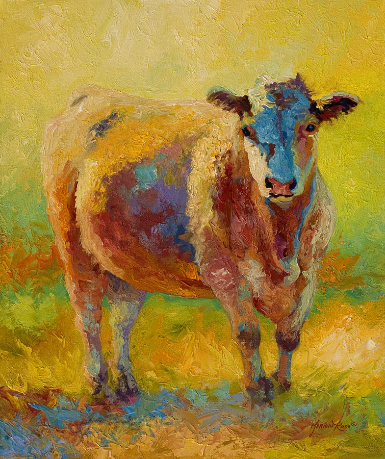 Western Painting - Blondie - Cow by Marion Rose Western Painting - Blondie - Cow by Marion Rose