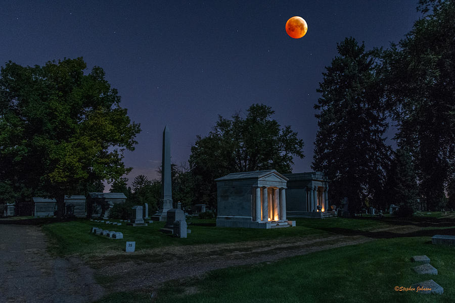 Blood Moon at Fairmount Cemetery Photograph by Stephen Johnson
