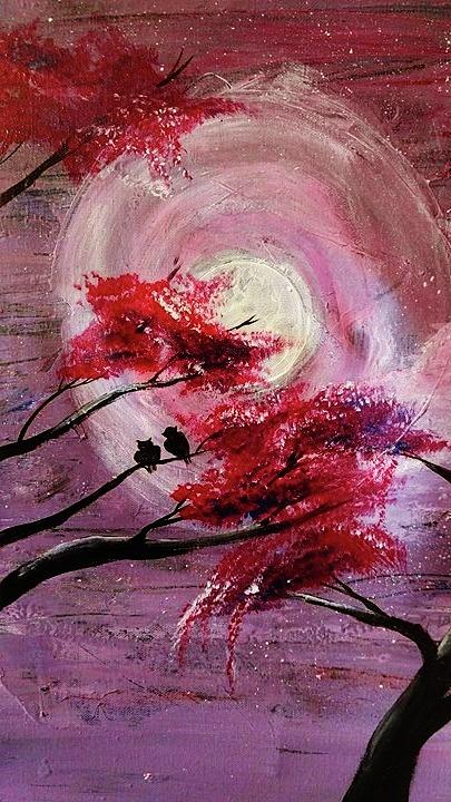 Owl Painting - Blood Moon by Libby Sealy