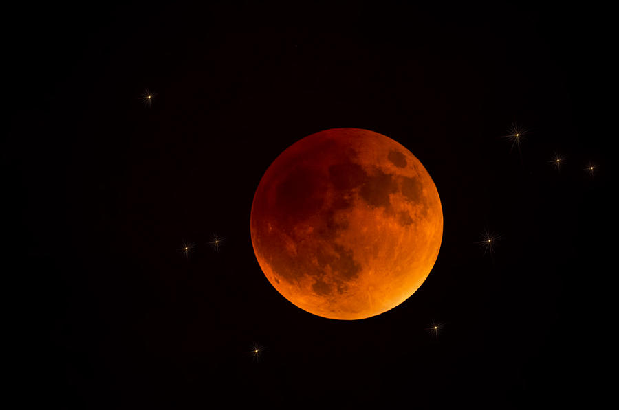 Nature Photograph - Blood Moon Lunar Eclipse 2015 by Saija Lehtonen