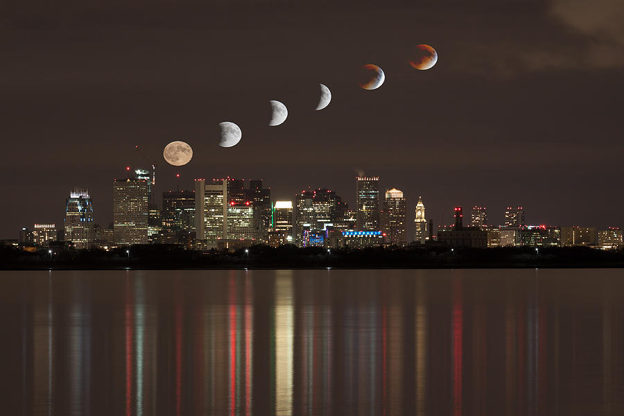 Blood Moon Lunar Eclipse over Boston Massachusetts Photograph by Brian