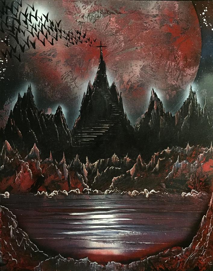 Landscape Painting - Blood Moon by Melisa Darr