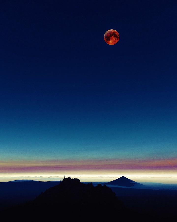 Blood Moon Over Mt Fuji Japan 3 Painting By Celestial Images