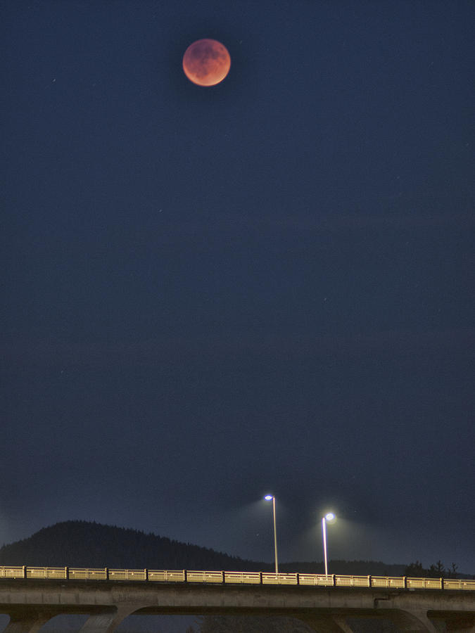 Blood Photograph - Blood Moon over the Bridge by HW Kateley