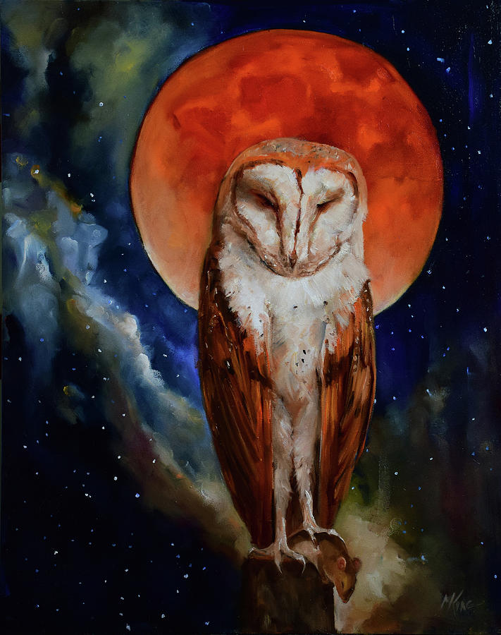 Blood Moon Owl Tin Sign 8x10