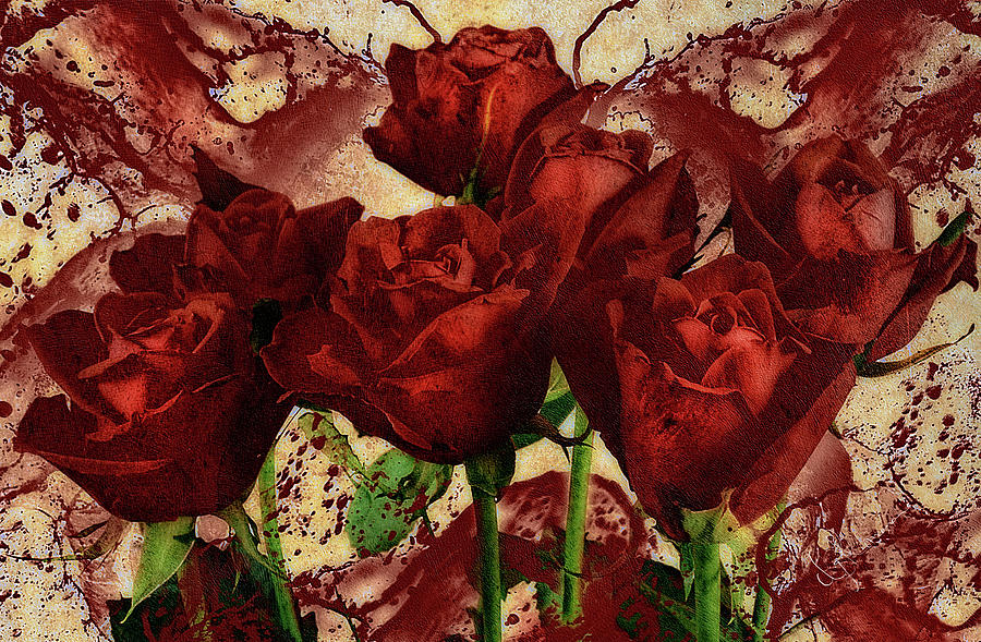 Rose Mixed Media - Blood Red Lust by Georgiana Romanovna