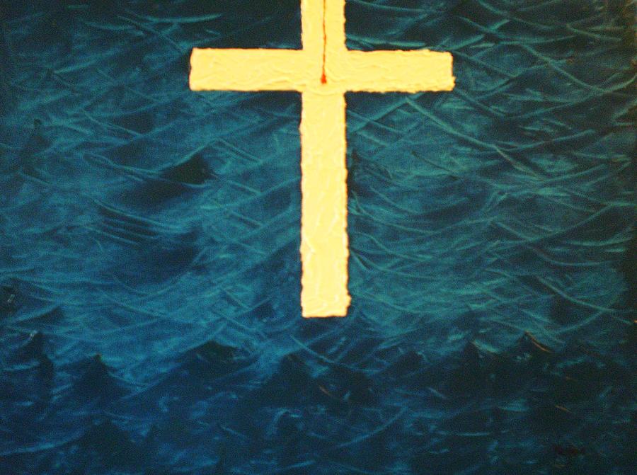 Blood Stained Cross Painting by Barbara Hayes