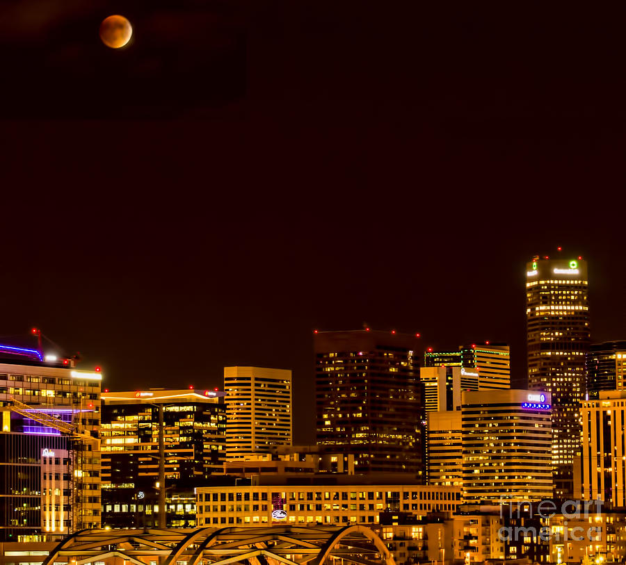 Bloodmoon Over Denver Photograph by Steven Parker