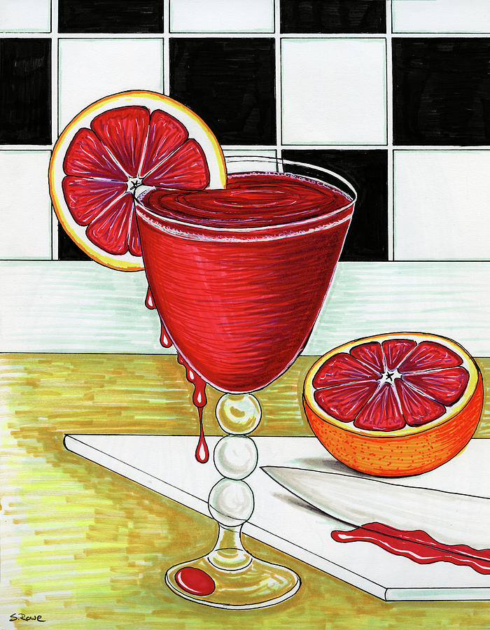 Bloody Good Drink Drawing by Shawna Rowe