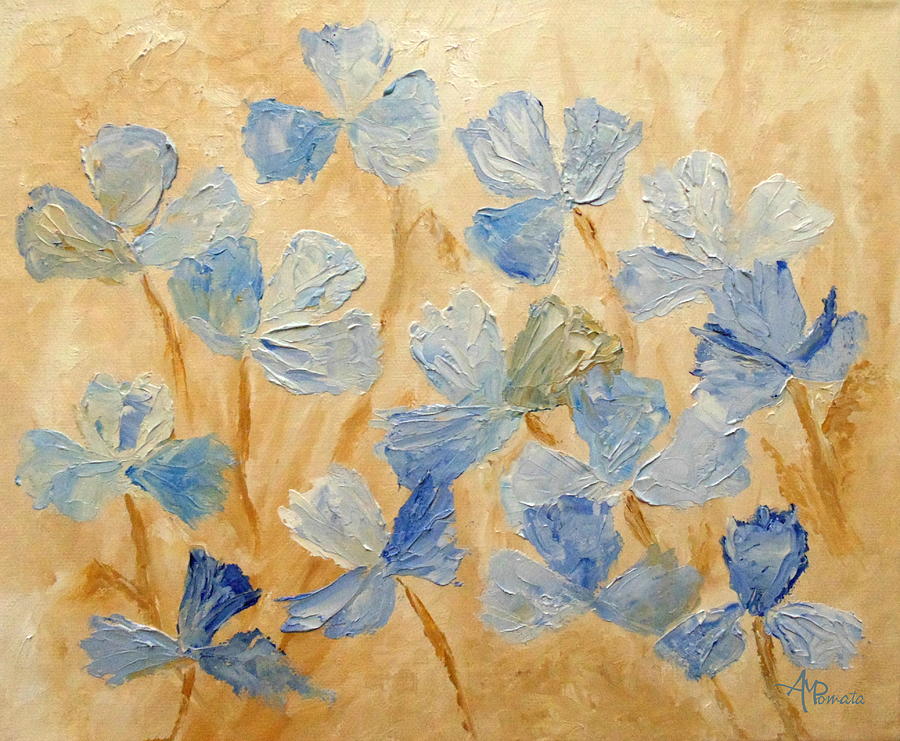 Wildflowers Painting - Bloom In Blue by Angeles M Pomata