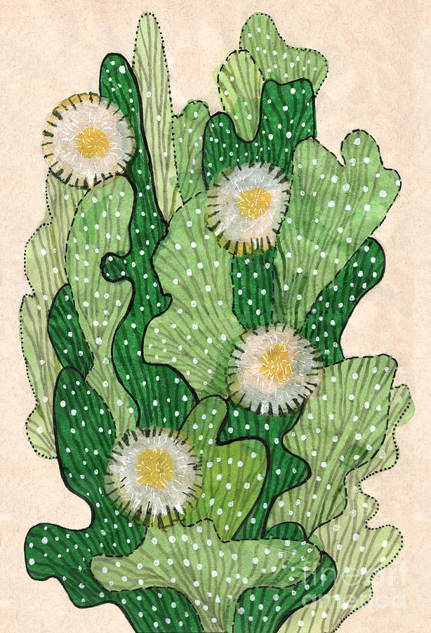 Blooming Cacti Mixed Media by Julia Khoroshikh