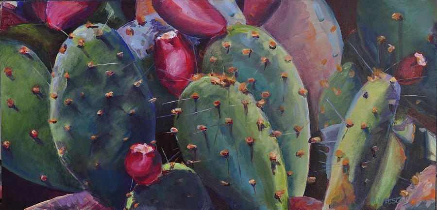 Cactus Painting - Blooming Cacti  by Marjory Wilson
