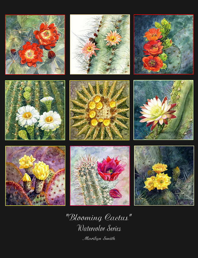 Blooming Cactus Painting by Marilyn Smith