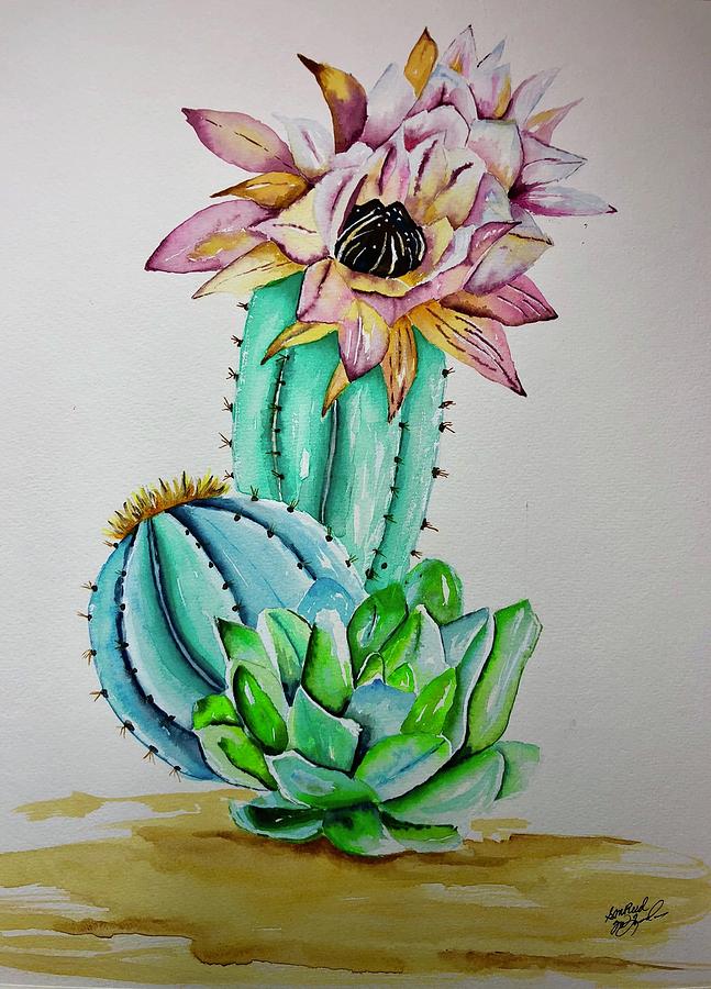 Blooming Cactus Painting by Sharon Reed | Fine Art America