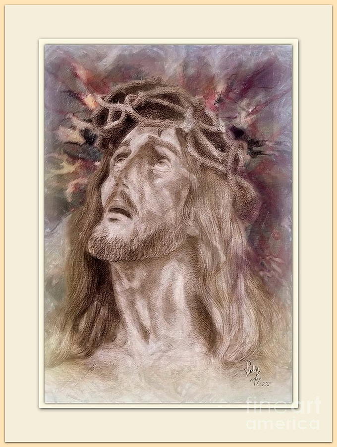 Jesus Christ Drawing - Blooming pain of Jesus by Freddy Kirsheh