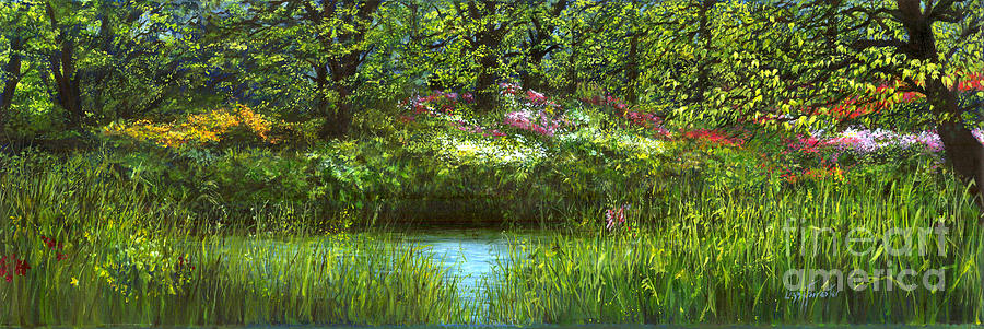 Blooming Riverside, English countryside  Painting by Lizzy Forrester