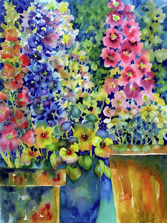 Blooms in Pots Painting by Ann Nicholson