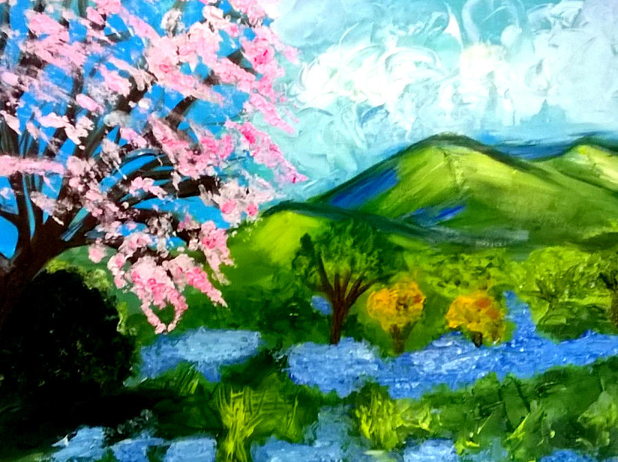 Blossom and Bluebells Painting by Rusty Gladdish